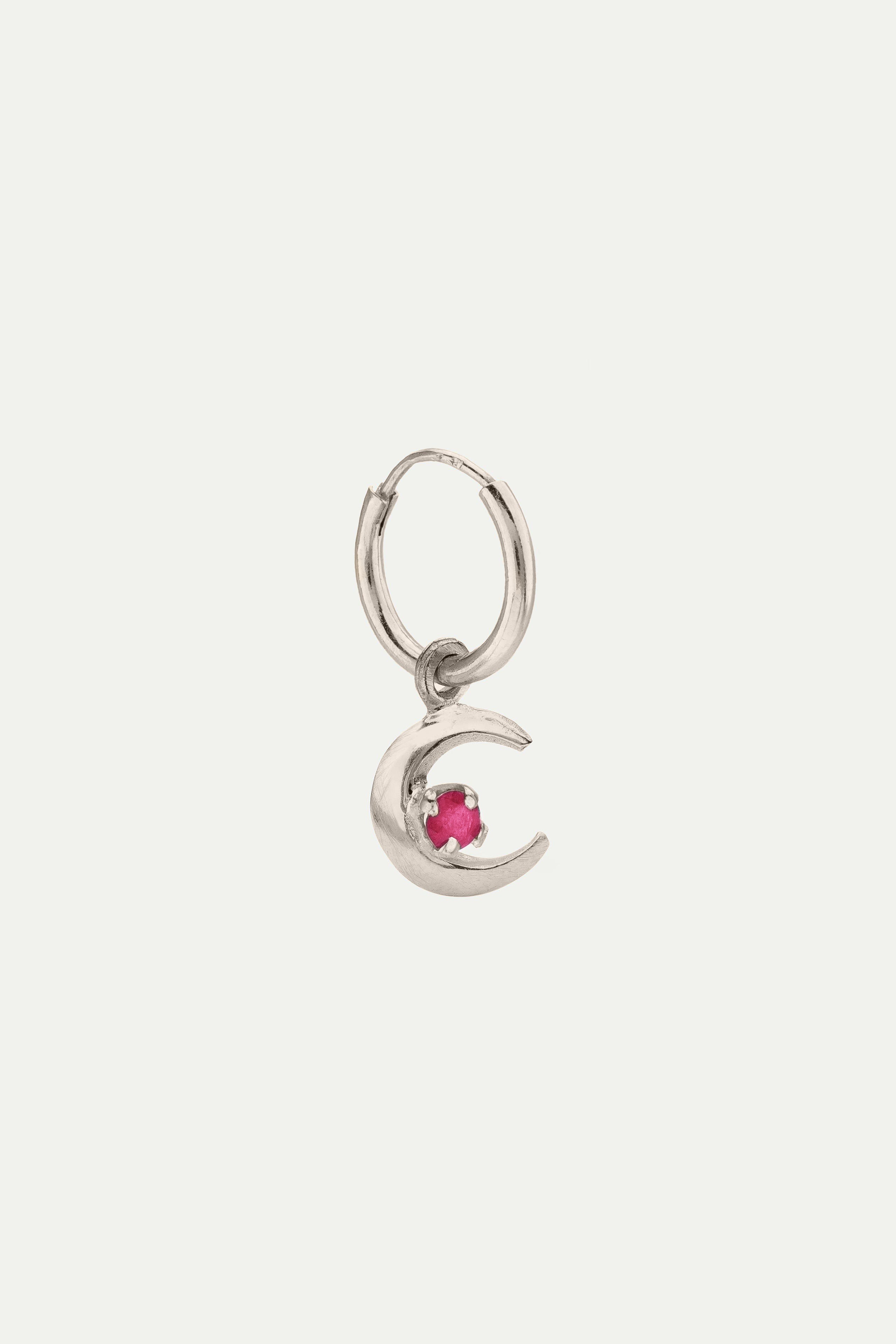 BIRTHSTONE MOON MINI HOOP EARRING
