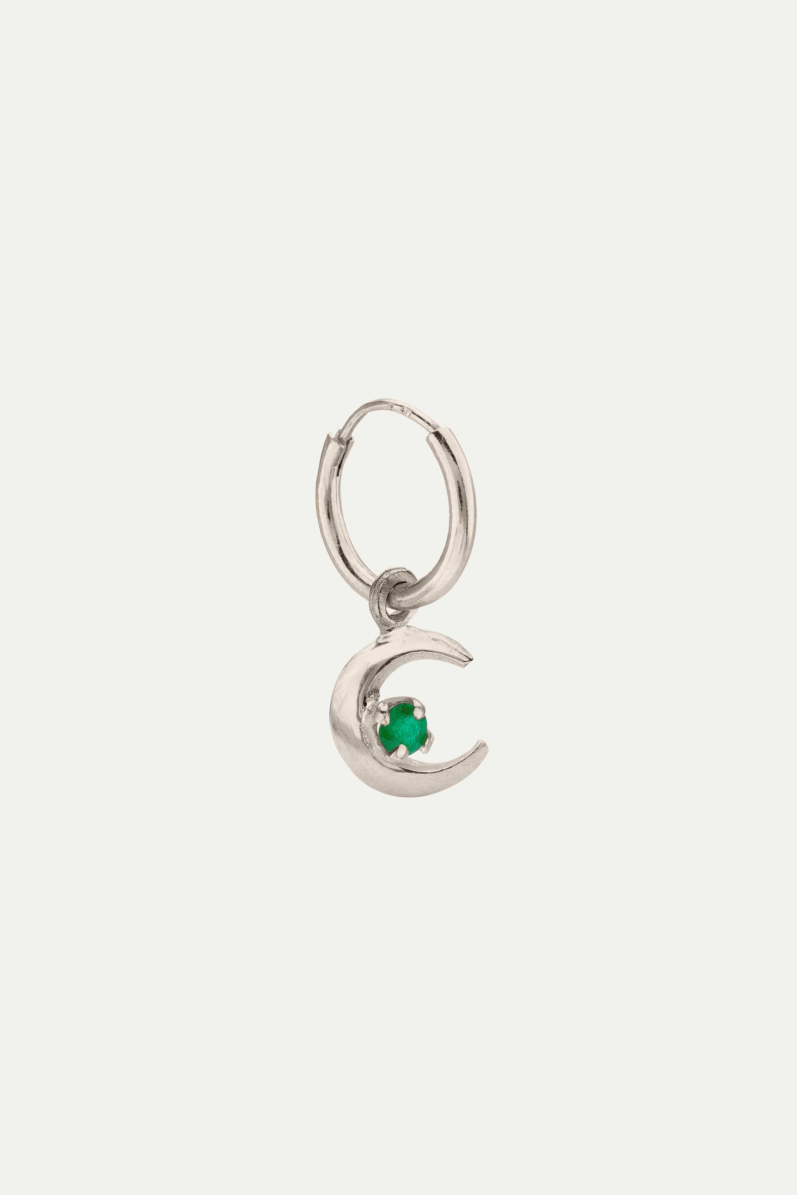 BIRTHSTONE MOON MINI HOOP EARRING